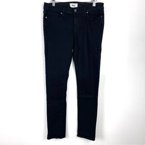 Paige Skyline Black Skinny Jeans 31 Quiet Luxury Minimalist Mid Rise Stretch